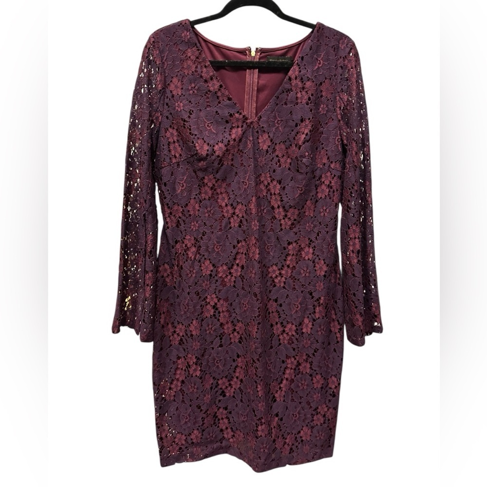 Donna Karan Newyork Elegant Lace Dress with V-Neck size 12
